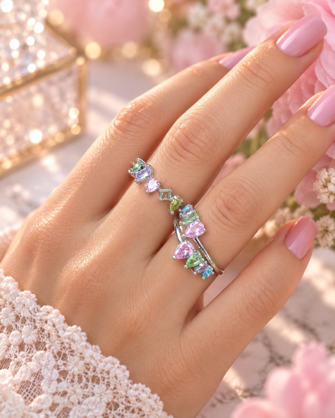 Bague Éclat Pastel en gros plan