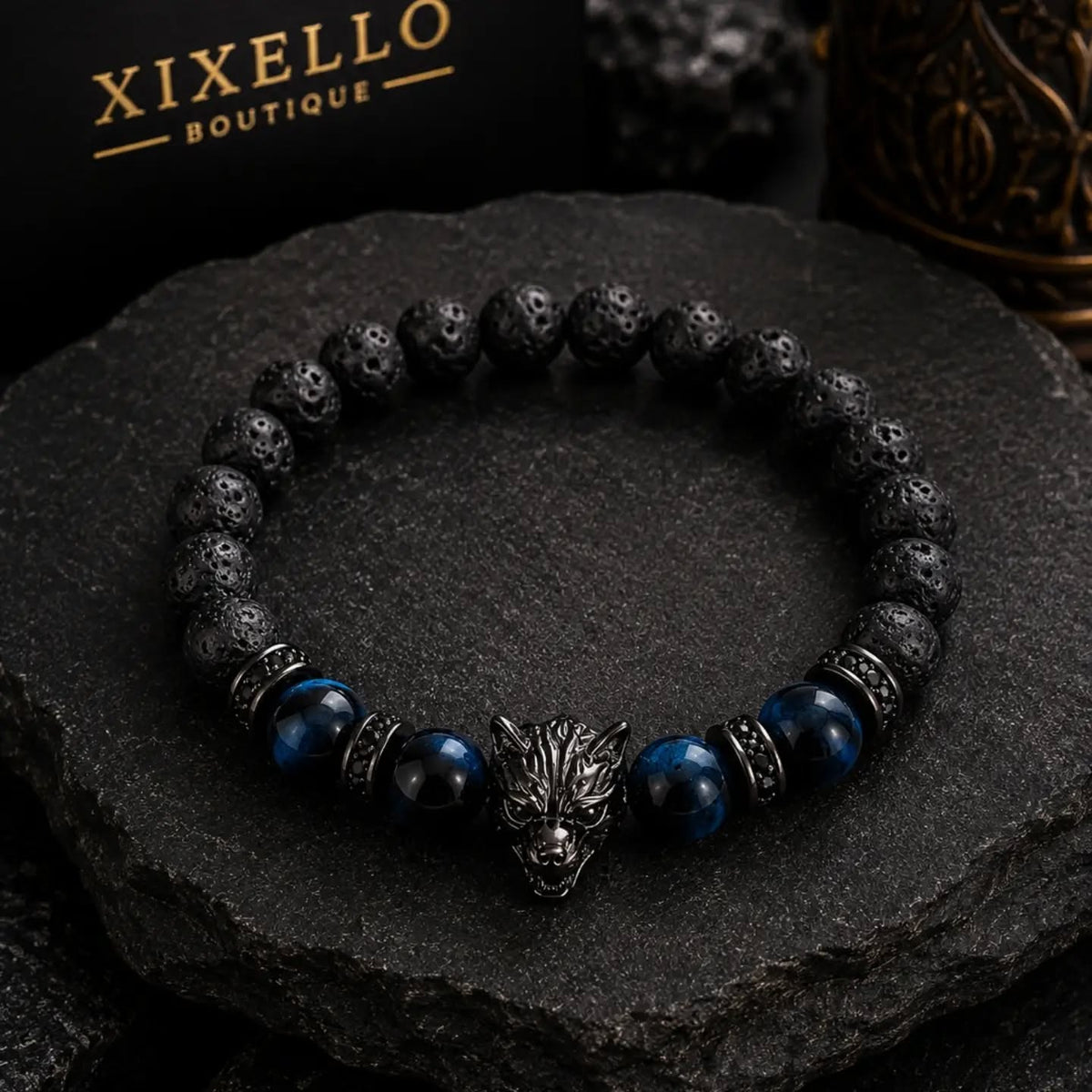 Bracelet Homme Loup Bleu Nuit