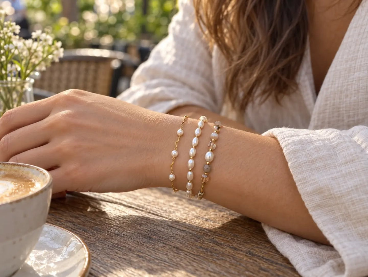 Ensemble de 3 Bracelets Perles d'Eau Douce