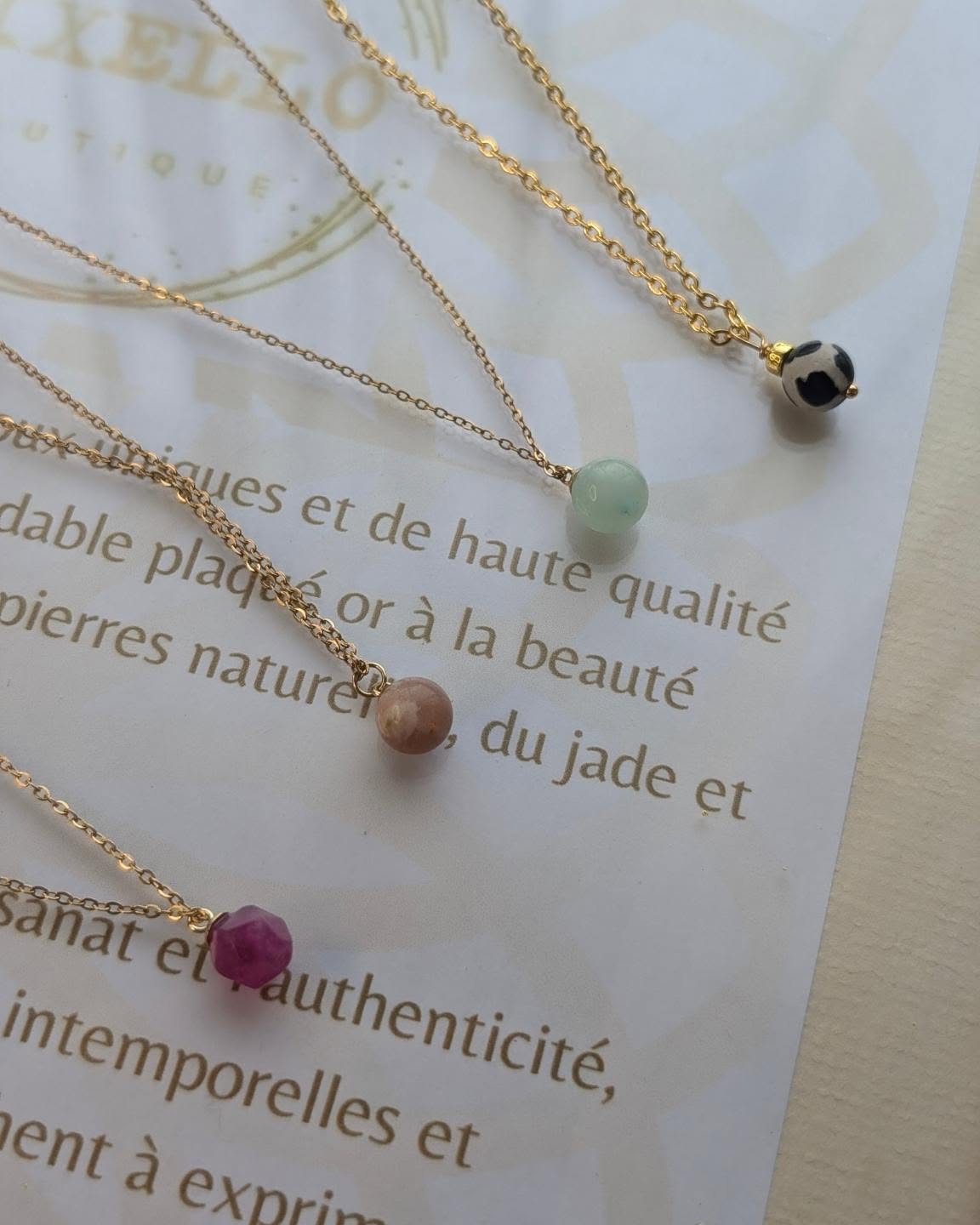 Collier Pendentif Pierre Naturelle Doré