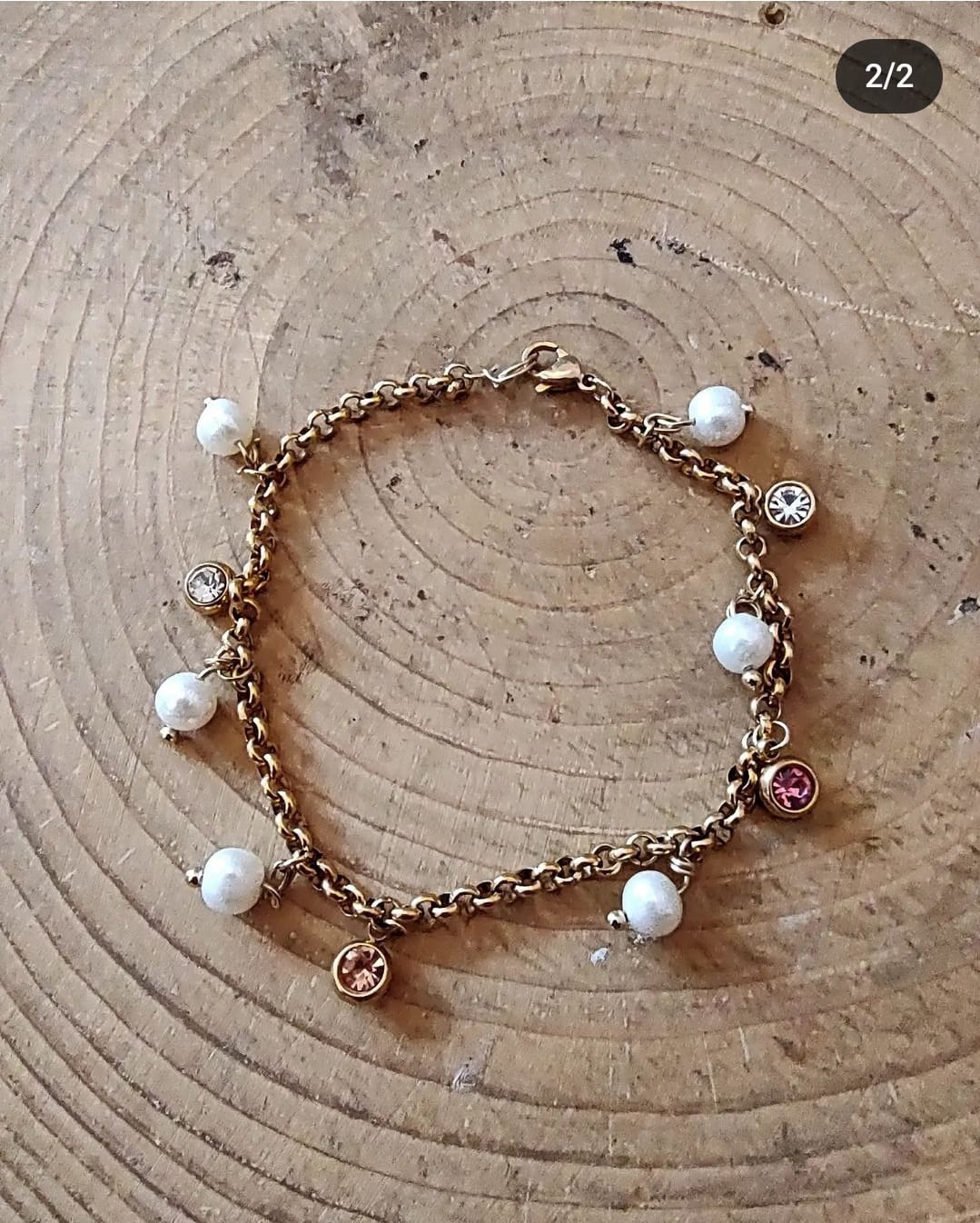 Bracelet Chaîne Breloques Perles et Cristaux