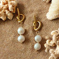 Boucles d'Oreilles Nœud Doré et Perles