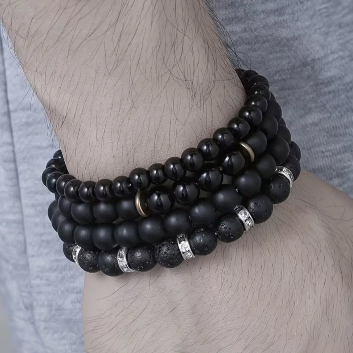 Ensemble 4 Bracelets Homme Élégance Sombre
