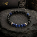 Bracelet homme lapis-lazuli et pierre de lave